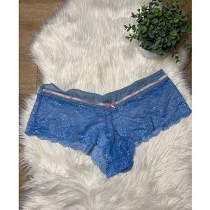 NWOT BLACK FUCHSIA by SECRET LACE LLC. BLUE SHEER LACE PANTY 6" SIDES Size 3x